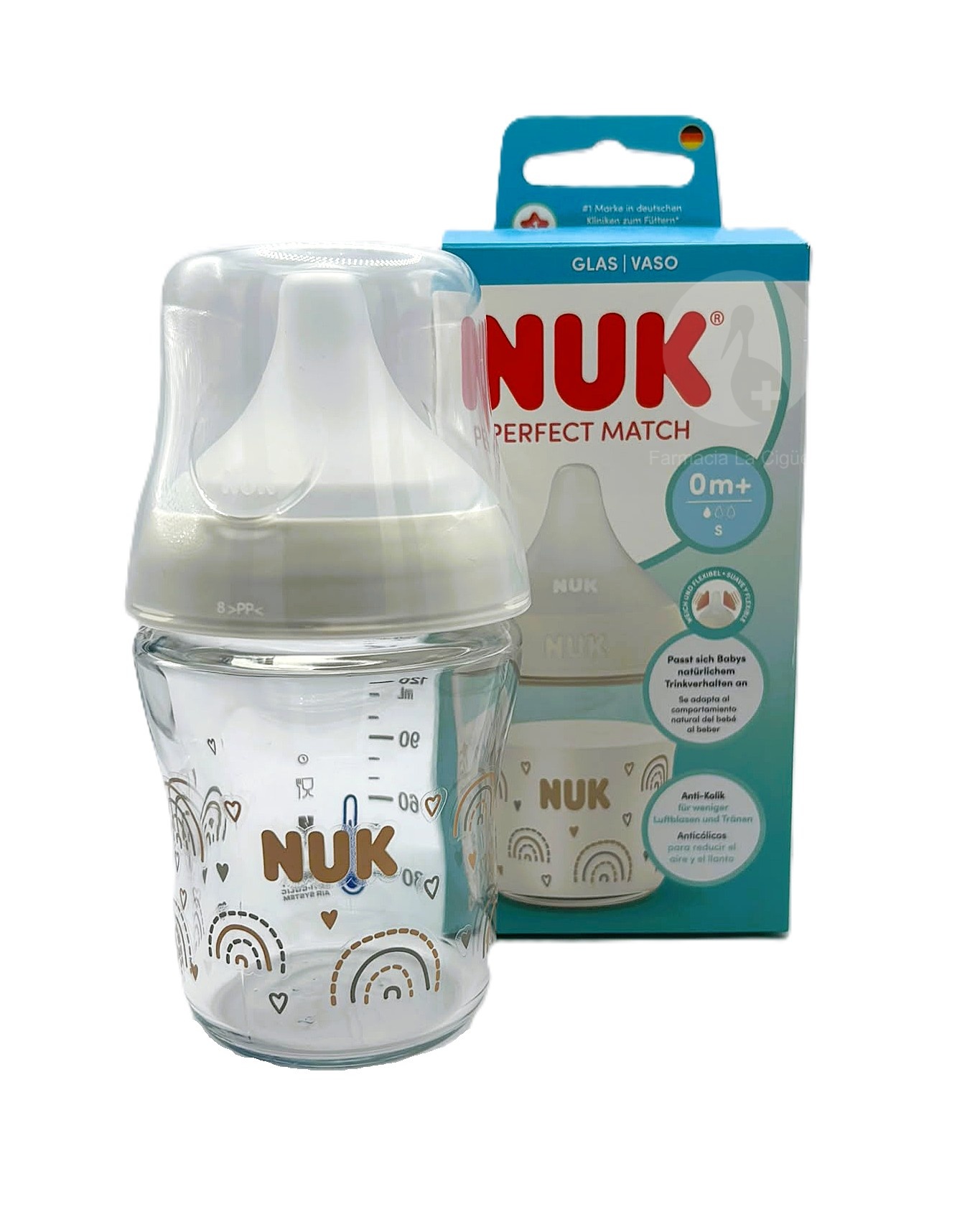 BIBERON PP SILICONA NUK PERFECT MATCH FLUJO S 1 UNIDAD 120 ML ARCOIRIS