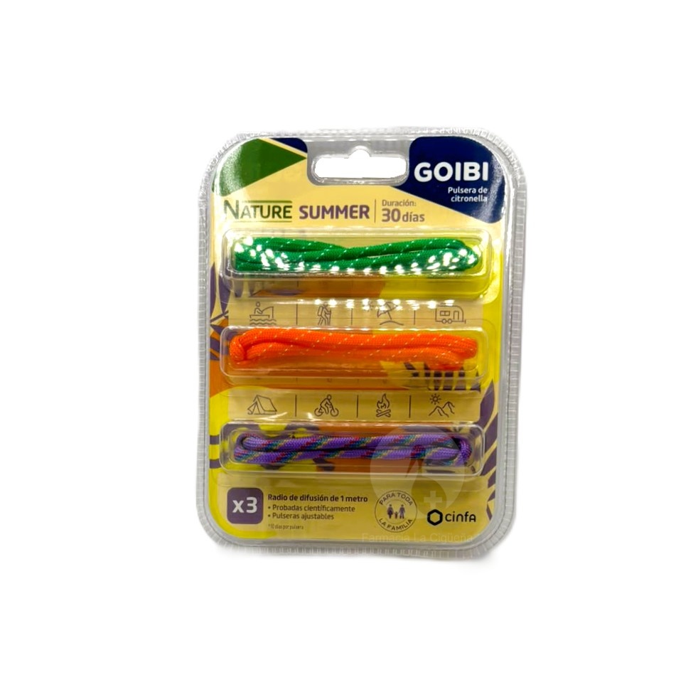 GOIBI PULSERA DE CITRONELLA NATURE 3 PULSERAS SUMMER