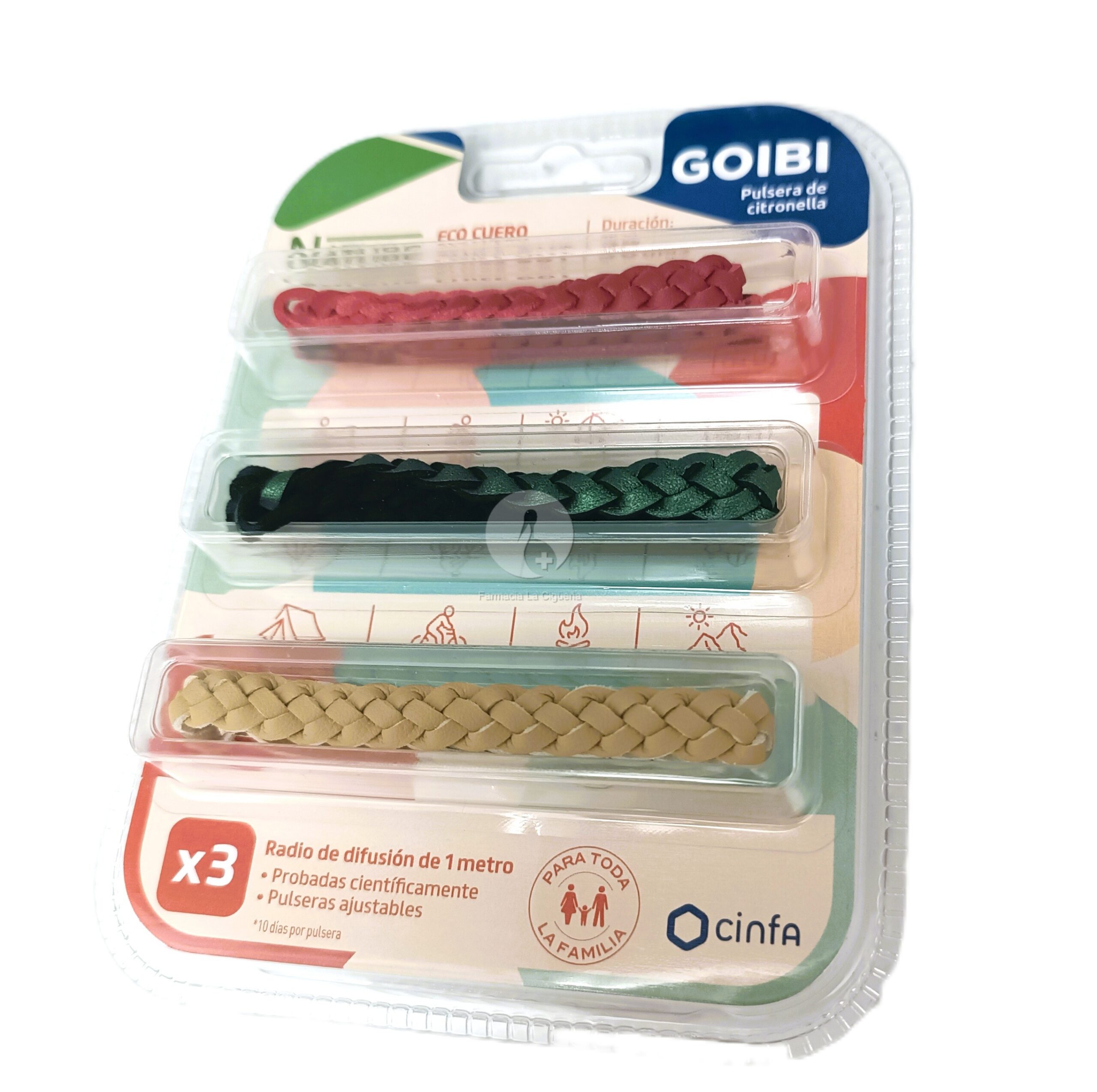 GOIBI PULSERA DE CITRONELLA NATURE 3 PULSERAS ECO CUERO CHILL OUT TRENZADA