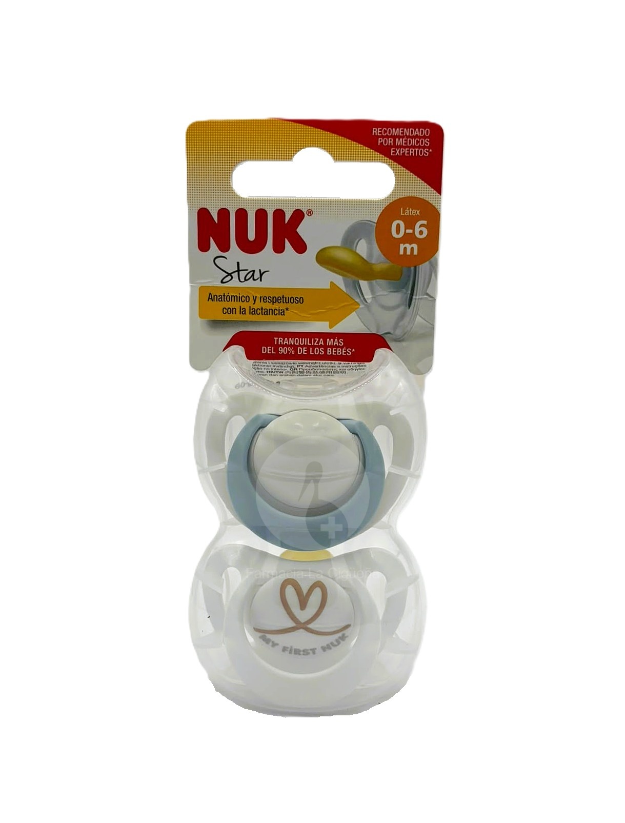 CHUPETE LATEX ANATOMICO NUK STAR 0 – 6 MESES 2 UNIDADES
