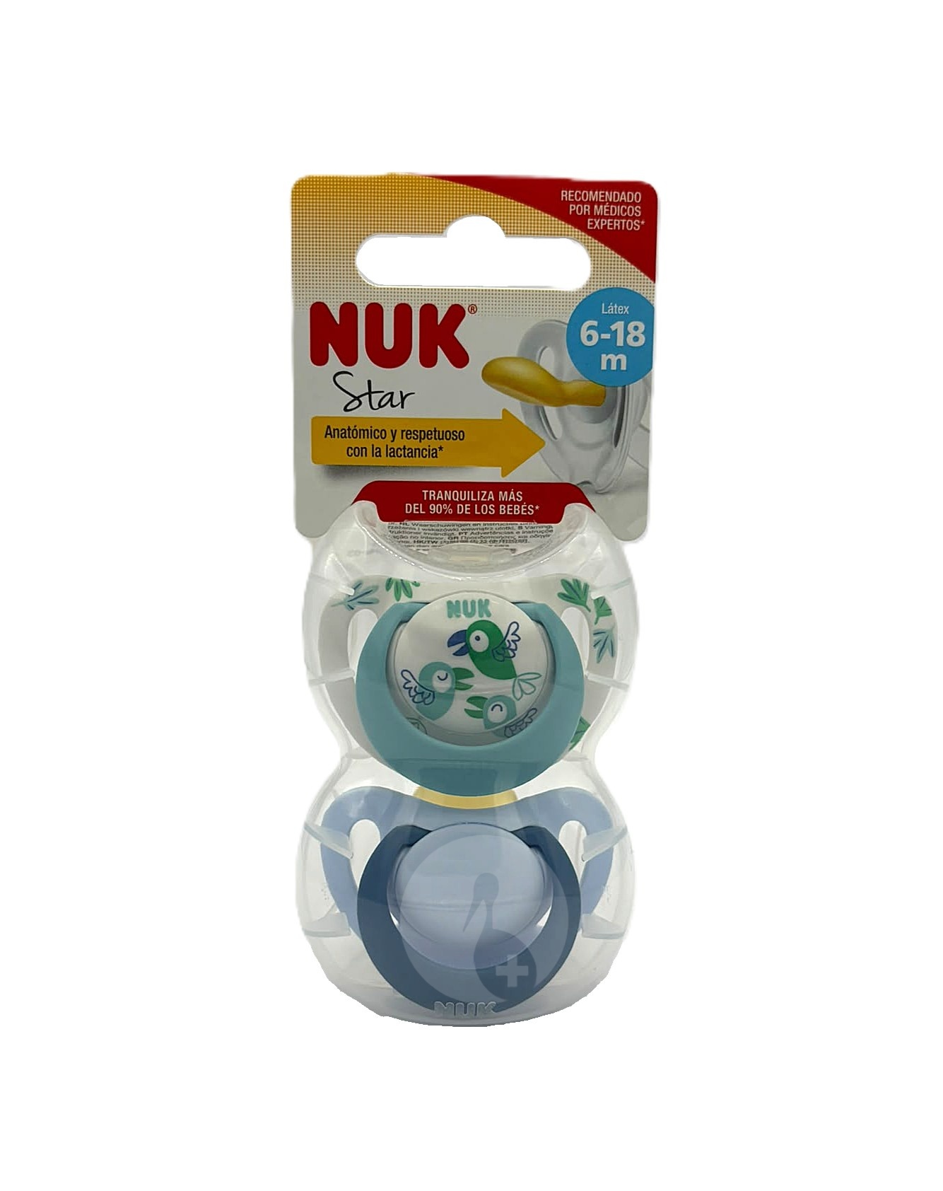 CHUPETE LATEX ANATOMICO NUK STAR 6 – 18 MESES 2 UNIDADES