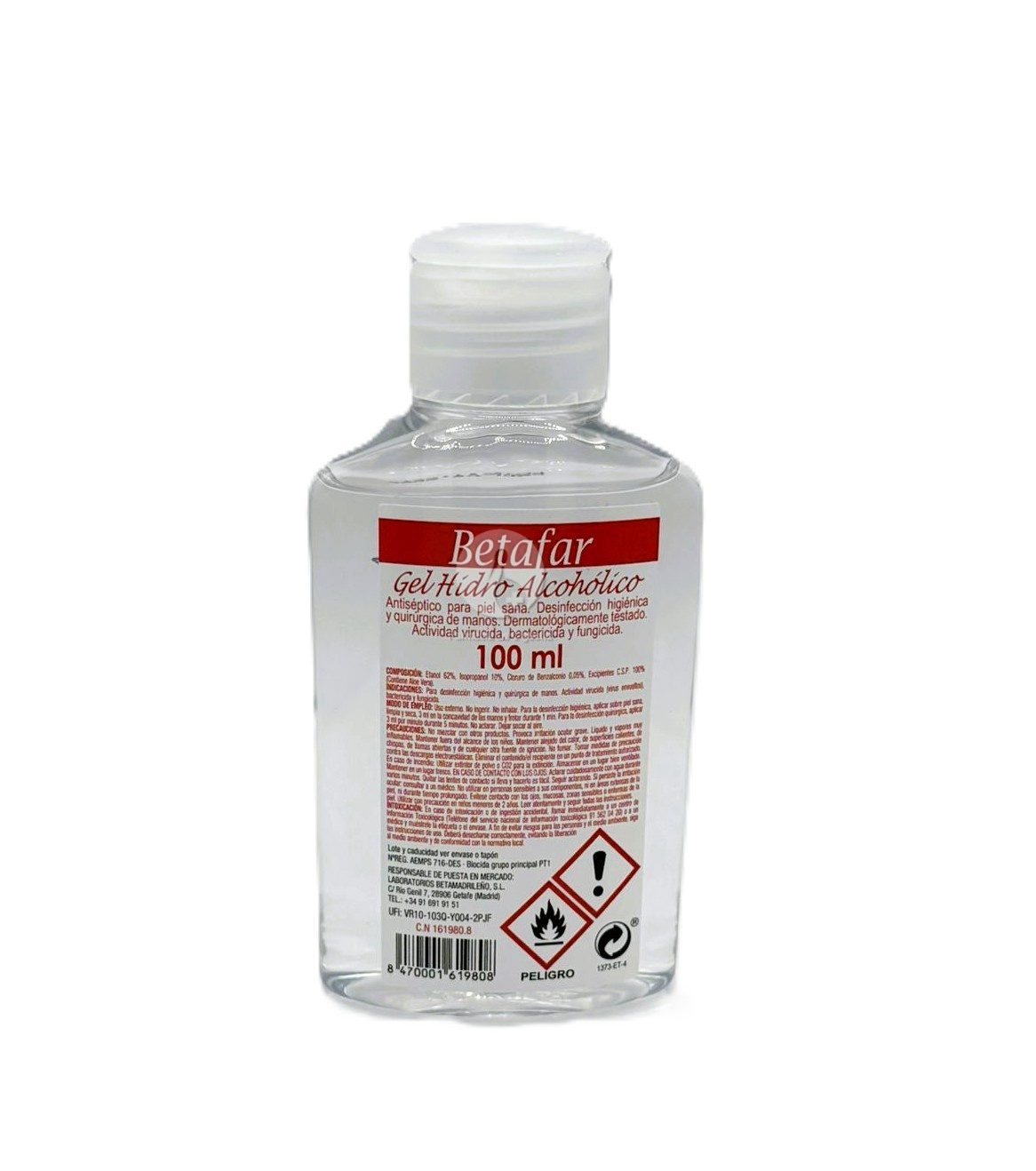 GEL HIDROALCOHOLICO ANTISEPTICO BETAFAR 1 ENVASE 100 ML