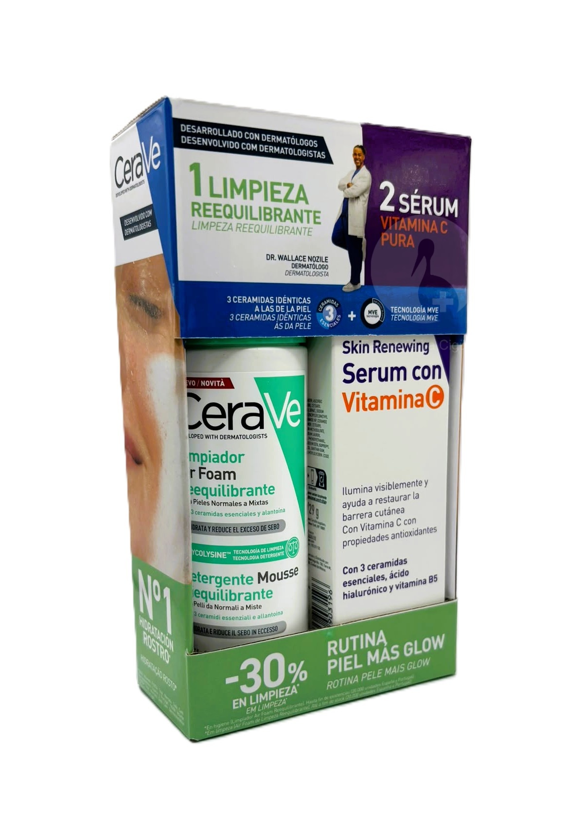 CERAVE PACK RUTINA ESPUMA LIMPIADORA+ SERUM VIT C