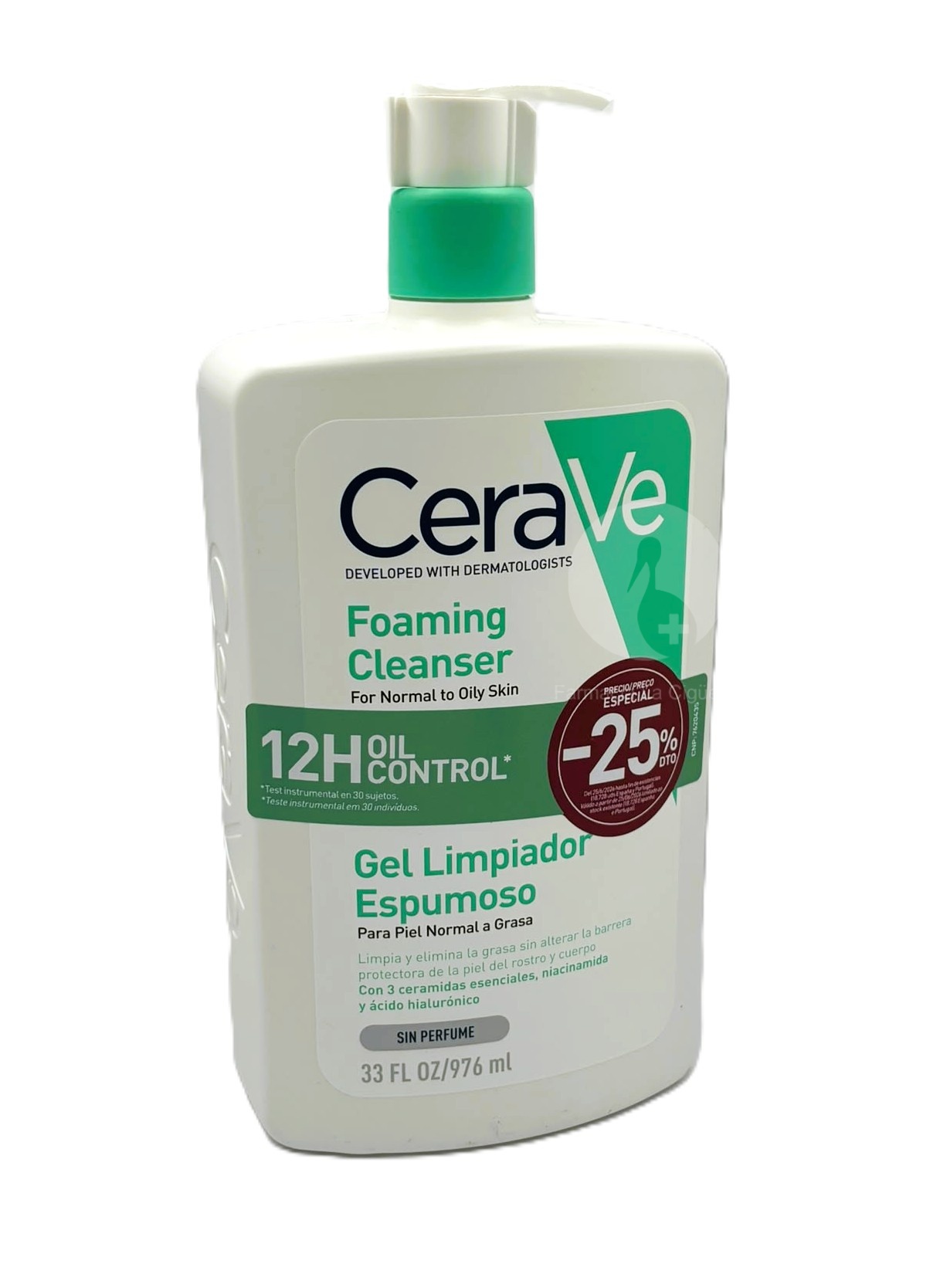 CERAVE GEL LIMPIADOR ESPUMOSO 976ML PRECIO ESPECIAL -25%