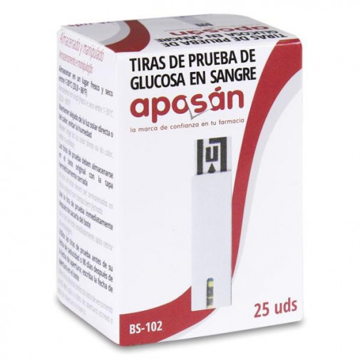 TIRAS REACTIVAS GLUCEMIA APOSAN DISPOSITIVOS 25 UNIDADES