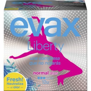 COMPRESAS HIGIENICAS FEMENINAS EVAX LIBERTY SUPER CON ALAS 11 COMPRESAS COMPRESAS HIGIENICAS FEMENINAS EVAX LIBERTY SUPER CON ALAS 11 COMPRESAS