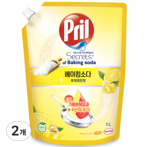 추천상품 프릴 시크릿 오브 베이킹소다 주방세제 퓨어레몬향 리필, 1L, 2개 구매 후기 추천상품 프릴 시크릿 오브 베이킹소다 주방세제 퓨어레몬향 리필, 1L, 2개 구매 후기