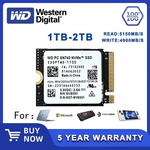 추천상품 웨스턴디지털 SN740 2230 NVMe PCIe Gen 4×4 SSD WD 2TB 1TB M2 서피스 프로 X 노트북 3 스팀 데크용 추천상품 웨스턴디지털 SN740 2230 NVMe PCIe Gen 4×4 SSD WD 2TB 1TB M2 서피스 프로 X 노트북 3 스팀 데크용