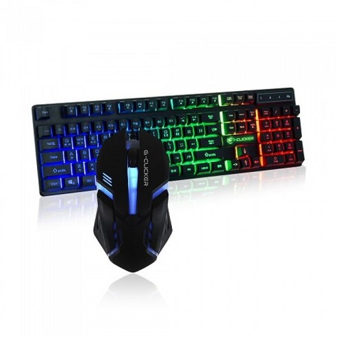 마우스키보드 추천제품 지클릭커 GMK-180 레인보우 LED 게이밍 키보드마우스 세트 마우스키보드 추천제품 지클릭커 GMK-180 레인보우 LED 게이밍 키보드마우스 세트