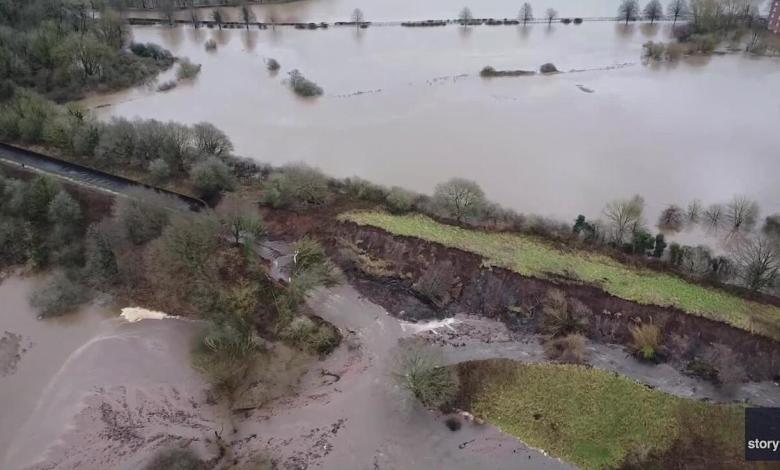 18th-century canal embankment collapses after heavy rains 18th-century canal embankment collapses after heavy rains