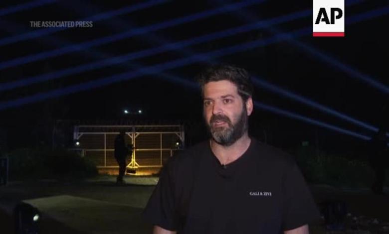 Relatives aiming lights in Gaza Strip call for release of Israeli twin brothers in October 7 attack Relatives aiming lights in Gaza Strip call for release of Israeli twin brothers in October 7 attack