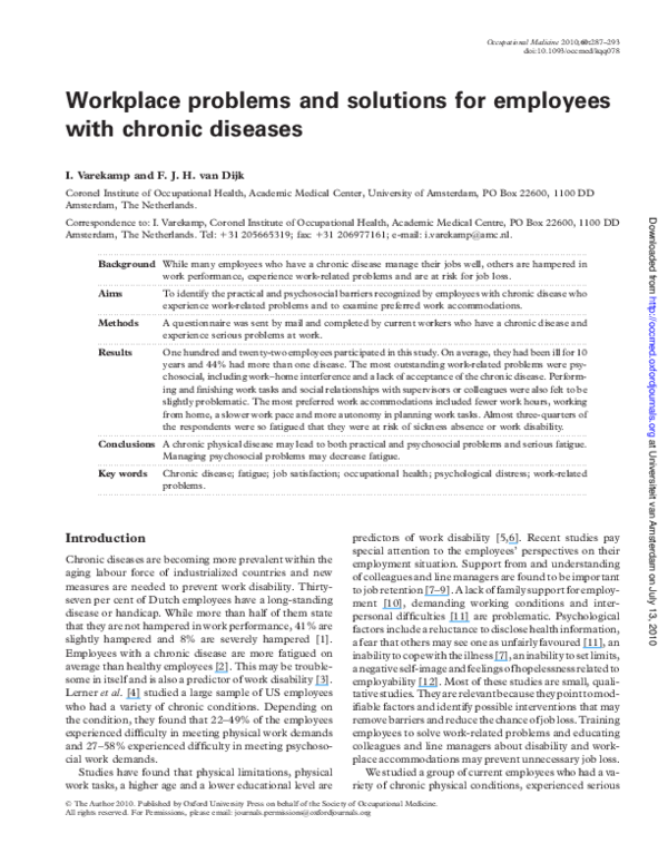 Workplace Accommodations For Employees With Chronic Diseases Workplace Accommodations For Employees With Chronic Diseases