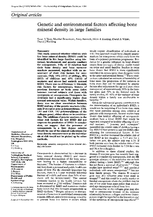 Environmental Factors Affecting Bone Density Environmental Factors Affecting Bone Density