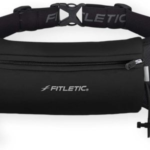 Fitletic Hydration Running Belt with Water Bottles for Men & Women – 2 Quick Flow 8oz Running Water Bottles, Patented Bounce Free Design, Water Resistant Pouch Fits All Phones – Hydra 16