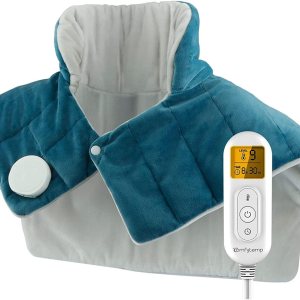 Comfytemp Heating Pad for Neck and Shoulders and Back, Father’s Day Gifts, FSA HSA Eligible 2.6lb Weighted Electric Heat Pad for Pain Relief, 9 Heat Settings, Birthday Gifts for Women Men Mom Dad
