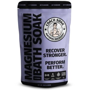 Coach Soak Recovery Bath Soak – Faster Absorption Than Epsom Salt for Pain – Rejuvenating Magnesium Flakes with 21 Minerals, Essential Oils & Bath Salts, 3lbs (Calming Lavender)