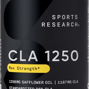 Sports Research CLA – 1250mg with Active Conjugated Linoleic Acid for Men and Women | Non-GMO, Soy & Gluten Free – 95% (180 Softgels)…