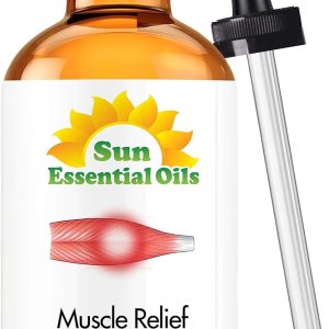 Sun Essential Oils Deep Muscle Relief Blend Oil (Huge 4 Ounce Bottle) Bulk – Sore Muscle Massage Oil – Muscle Ease Essential Oil Blend – Aromatherapy Oils