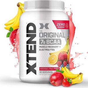 XTEND Original BCAA Powder Knockout Fruit Punch | Sugar Free Post Workout Muscle Recovery Drink with Amino Acids | 7g BCAAs for Men & Women | 90 Servings