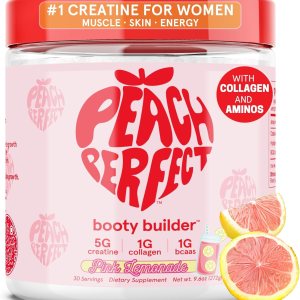 Creatine Monohydrate Powder, Pink Lemonade, Glute Builder Creatine for Women with Collagen, BCAAs, 5g Vegan Micronized Creatine per Serving, for Energy, Muscle Support, 30 Servings