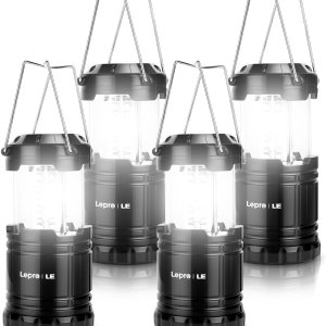 Lepro LED Camping Lanterns Battery Powered, Collapsible, IPX4 Water Resistant, Outdoor Portable Lights for Emergency, Hurricane, Storms and Outages
