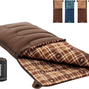 KingCamp Sleeping Bag for Adults, Cold Weather & Warm XL Big and Tall Flannel Sleeping Bags with Compression Sack Portable Waterproof Essentials Gear Accessories for Outdoor Camping
