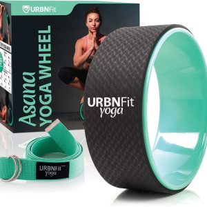 URBNFit Yoga Wheel – 12-Inch Roller Designed for Stretching & Flexibility to Help Back Aches & Tension – Made w/Durable Materials & Soft Foam Padding, Yoga Strap Included