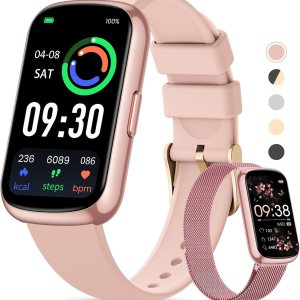 Fitness Tracker, 20+ Sport Modes Fitness Watches for Women with Steps/Distance/Calorie Tracker, Smart Watch for Android/iOS Phones, IP68 Smart Watches for Women, Step Pedometer, Gift (Pink)