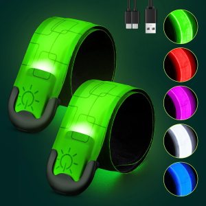 Rechargeable LED Armband 2-Pack, High Visibility Reflective Running Gear for Night Safety, 5 Colors & 3 Modes Light Up Armbands for Night Walking, Cycling, Running Gift for Women Men,White