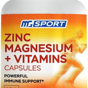Magnesium Zinc Supplement with Vitamins B6, B9, High Absorption Zinc Magnesium Combination for Immune Support, Muscle Recovery, EZ-MG Easy on Stomach, 120 Capsules
