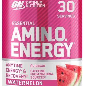 Optimum Nutrition Amino Energy – Pre Workout with Green Tea, BCAA, Amino Acids, Keto Friendly, Green Coffee Extract, Energy Powder – Watermelon, 30 Servings (Packaging May Vary)