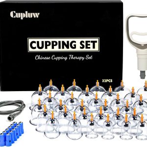 Cupping Kit for Massage Therapy – 32 Cups Professional Chinese Cupping Set with Magnetics, Vacuum Cupping Therapy Set for Cellulite Reduction Muscle Pain Relief with Manual Pump