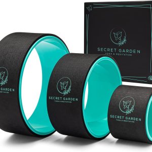 Secret Garden Yoga Wheel Set of 3 – Premium Yoga Roller for Stretching and Posture Improvement – Body Stretcher for Deep Tissue Massage – 13/10/6-inch (8mm Thick Padding)