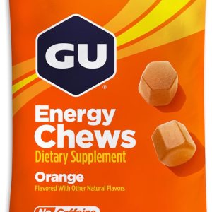 GU Energy Chews, Orange Energy Gummies with Electrolytes, Vegan, Gluten-Free, Kosher, Caffeine-Free, and Dairy-Free On-The-Go Energy for Any Workout, 12 Bags (24 Servings Total)