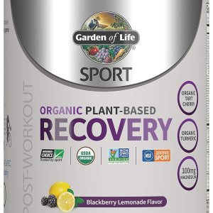 Garden of Life Sport Vegan Organic Plant Based Post Workout Muscle Recovery Powder for Men & Women – BlackBerry Lemonade 30 Servings, 100mg Magnesium, Antioxidants, Supplements, 15.7 Oz