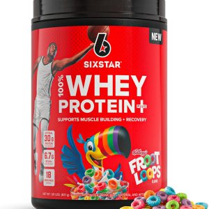 Six Star Whey Protein Powder Plus – Muscle Building & Recovery Formula with Whey Isolate Powder, BCAAs, 30g Protein, Immune Support – Post-Workout Supplement – Kellogg’s Froot Loops Flavor, 1.8 lbs