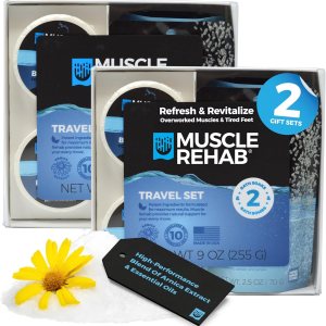 Sports Recovery Intro Gift Set (2) Sets- Fast-Absorbing Muscle Soak for Post-Workout or Run – Bath Bombs and Soak for Sore Muscles – Foot or Hand Soak Bombs – Soothe Joints, Pain Relief
