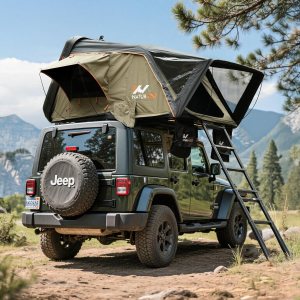 Naturnest Rooftop Tent Hard Shell, Easy Set Up Pop Up Large Tent for 2-3 Person Camping, Waterproof Windproof UV-Resistant Blackout Privacy 4 Season Tent for Truck, Jeep, SUV, Van, Trailer – Sirius 1