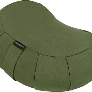Retrospec Sedona Zafu Meditation Cushion Filled w/Buckwheat Hulls – Yoga Pillow for Meditation Practices – Machine Washable 100% Cotton Cover & Durable Carry Handle; Crescent, Basil