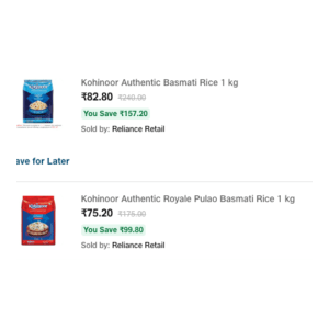 Kohinoor Authentic Basmati Rice 1 kg at ₹82 | Jiomart Deal Kohinoor Authentic Basmati Rice 1 kg at ₹82 | Jiomart Deal