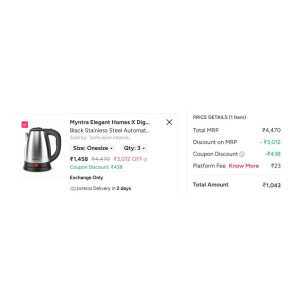 Myntra Elegant Homes X DigiSmart Black Stainless Steel Automatic Cut-Off Electric Kettle (Pack of 3) at ₹1043 | Myntra Deal Myntra Elegant Homes X DigiSmart Black Stainless Steel Automatic Cut-Off Electric Kettle (Pack of 3) at ₹1043 | Myntra Deal