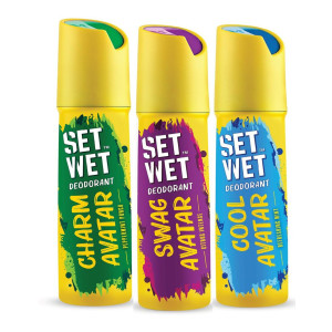 SET WET Cool, Charm & Swag Avatar Deodorant & Body Spray For Men (Pack of 3) at ₹229 | Flipkart Deal SET WET Cool, Charm & Swag Avatar Deodorant & Body Spray For Men (Pack of 3) at ₹229 | Flipkart Deal