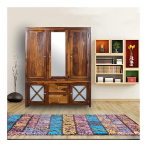 Cross Pattern Solid Wood 3-Door Wardrobe with Mirror at ₹26499 | Amazon Deal Cross Pattern Solid Wood 3-Door Wardrobe with Mirror at ₹26499 | Amazon Deal