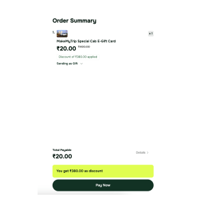 Woohoo Makemytrip Cab E-Gift Card at ₹20 | Woohoo Deal Woohoo Makemytrip Cab E-Gift Card at ₹20 | Woohoo Deal