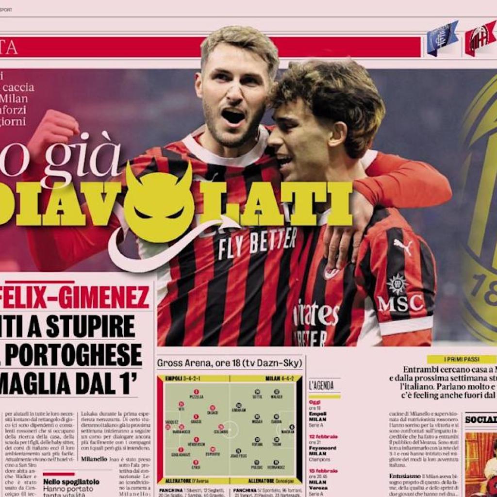 GdS: ‘They’re already devilish’ – Gimenez and Joao Felix settling in completely at Milan GdS: ‘They’re already devilish’ – Gimenez and Joao Felix settling in completely at Milan