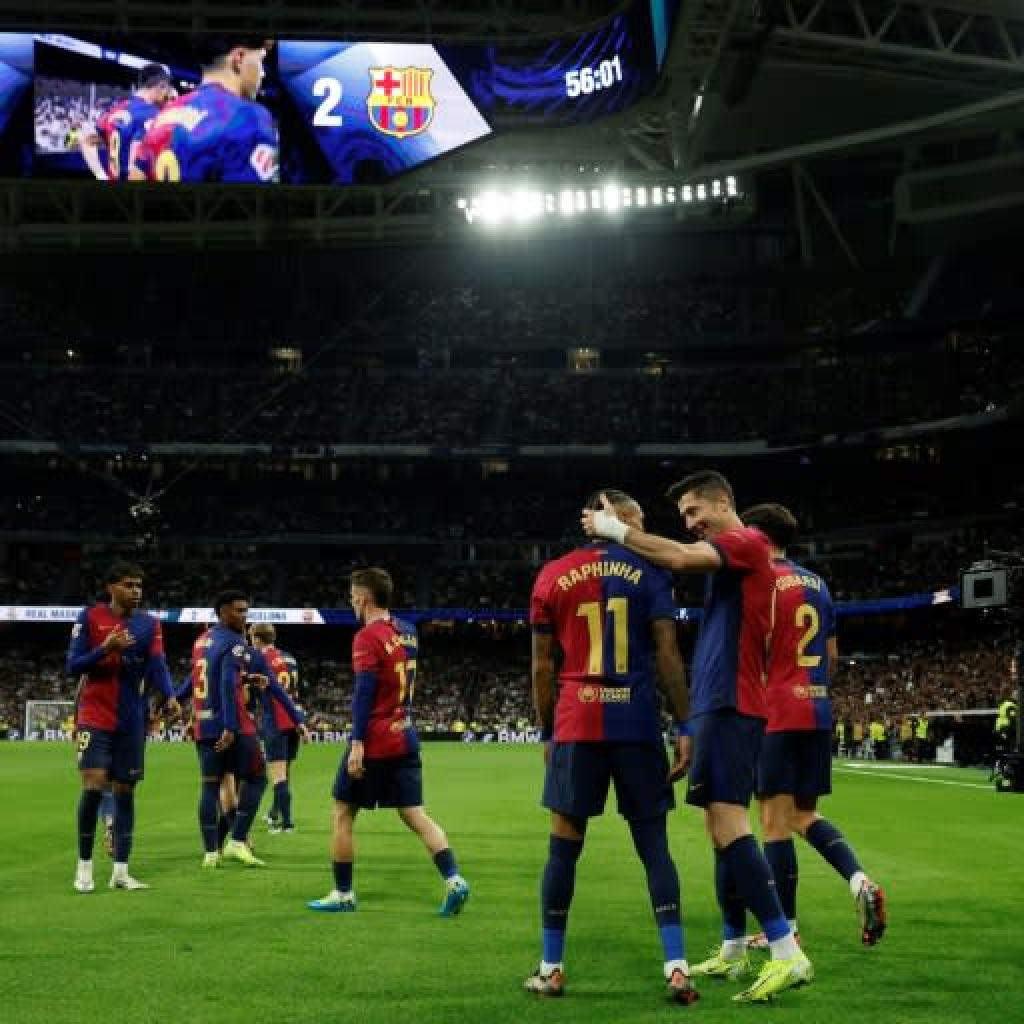 Lewandowski double as Barca shred Madrid in La Liga Clasico Lewandowski double as Barca shred Madrid in La Liga Clasico