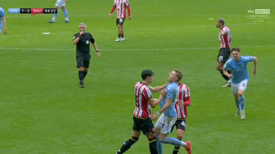 Chaos as Championship clash descends into huge brawl after moment of madness Chaos as Championship clash descends into huge brawl after moment of madness