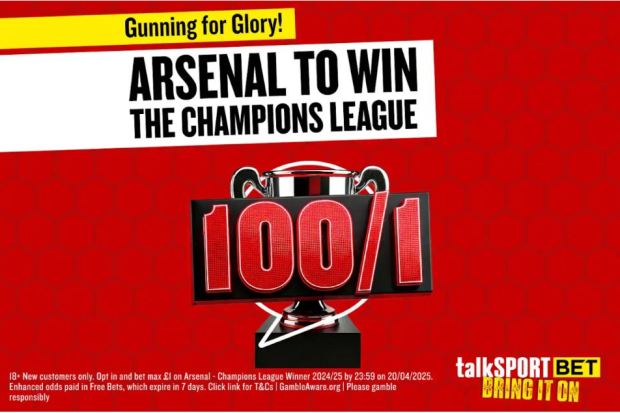 Get Arsenal to win Champions League at 100/1 after Real Madrid heroics Get Arsenal to win Champions League at 100/1 after Real Madrid heroics