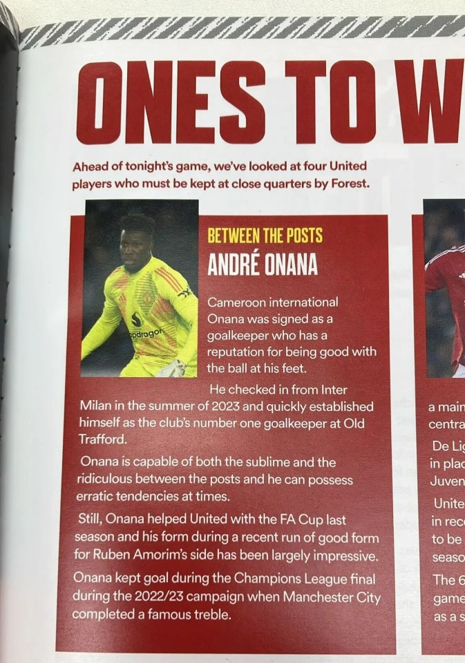 Man Utd fans fume as Nottingham Forest 'take the p***' out of Onana in programme Man Utd fans fume as Nottingham Forest 'take the p***' out of Onana in programme