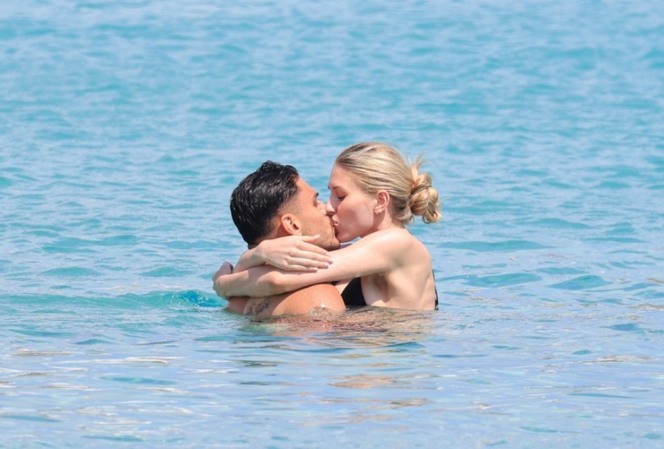 Mavropanos and girlfriend Lina frolic on Mykonos beach and kiss in sea Mavropanos and girlfriend Lina frolic on Mykonos beach and kiss in sea